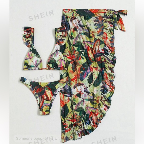 Shein 3-Piece Floral Bikini Set Size XS - Picture 3 of 9